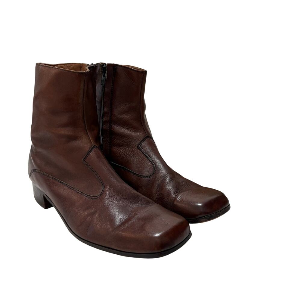 VTG Florsheim Imperial Side Zip Leather Ankle Boots Brown Size 9M